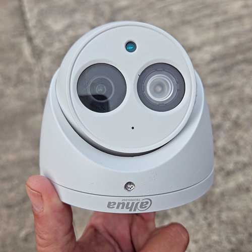 A typical Dahua fixed lens eyeball CCTV camera of the kind fitted in a nest box camera pocket